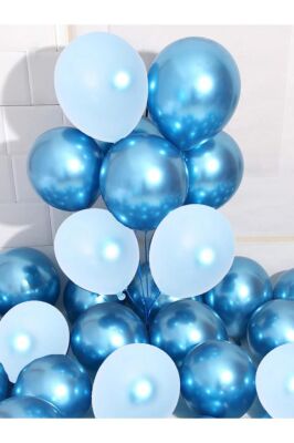 Beysüs Krom Mavi Ve Makaron Mavi Renk 15 Li Balon - 1