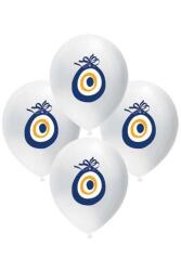 Beysüs Lateks Nazar Boncuğu Baskılı Balon Beyaz 10 Lu - Beysüs