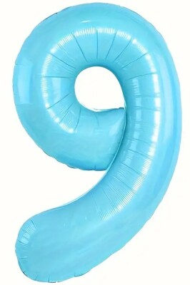 Beysüs Mavi 9 Rakam Folyo Balon 80 cm - 1