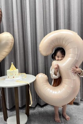 Beysüs Pudra Rengi Mat 3 Rakam Folyo Balon 100 cm - 2