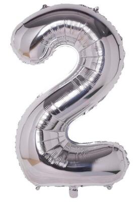 Beysüs Rakam Folyo Balon Gümüş 2 Rakam 40 İnç - 1