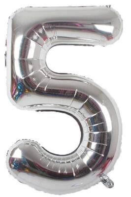 Beysüs Rakam Folyo Balon Gümüş 5 Rakam 40 İnç - 1