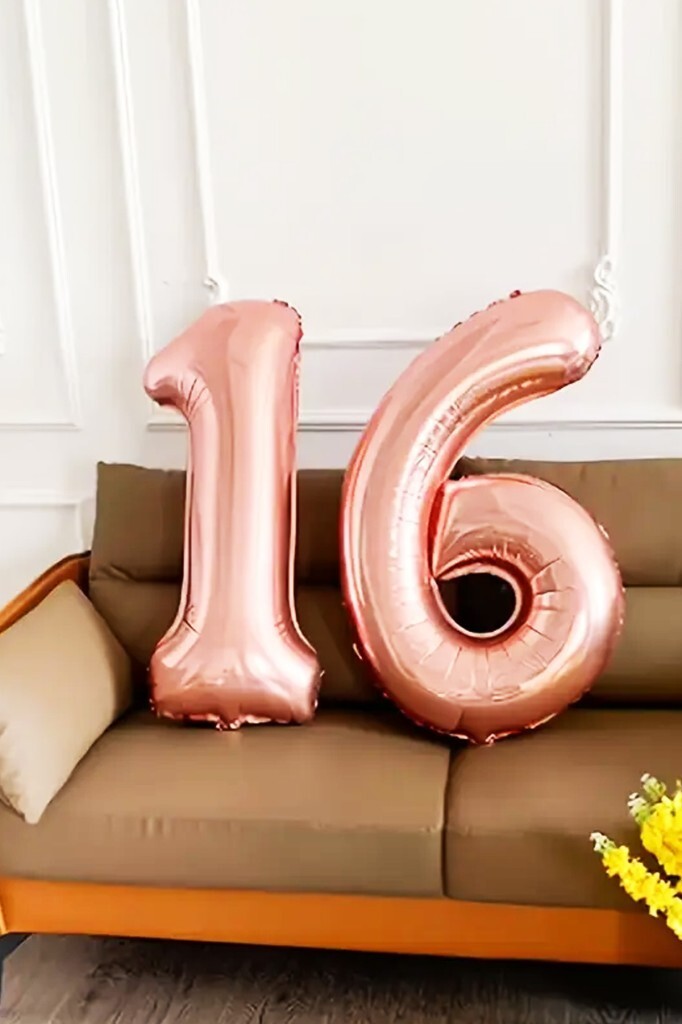 BeySüS Rosegold 16 Rakam Folyo Balon 80 cm - 4