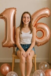 BeySüS Rosegold 16 Rakam Folyo Balon 80 cm - 3