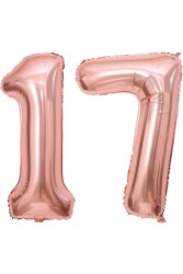 BeySüS Rosegold 17 Rakam Folyo Balon 80 cm - Beysüs