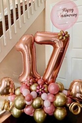 BeySüS Rosegold 17 Rakam Folyo Balon 80 cm - 3