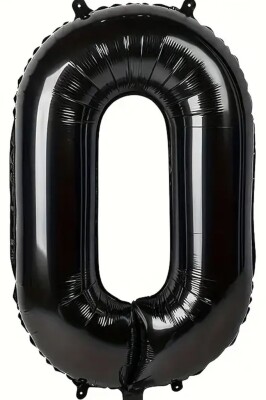 Beysüs Siyah 0 Rakam Folyo Balon 80 cm - 1