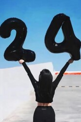 Beysüs Siyah 24 Rakam Folyo Balon - 4