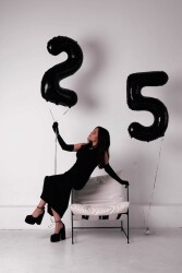 Beysüs Siyah 25 Rakam Folyo Balon - 5