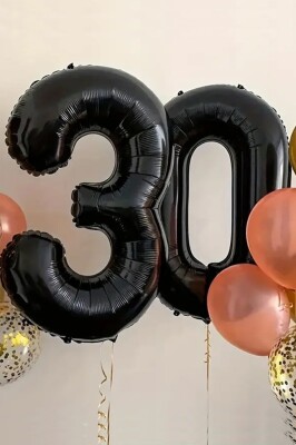 Beysüs Siyah 30 Rakam Folyo Balon 80 cm - 2