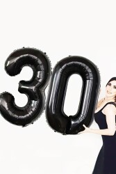 Beysüs Siyah 30 Rakam Folyo Balon 80 cm - 4