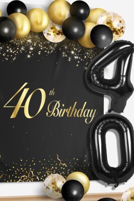 Beysüs Siyah 40 Rakam Folyo Balon - 5