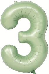 Beysüs Soft Yeşil Retro 3 Rakam Folyo Balon 100 cm - Beysüs