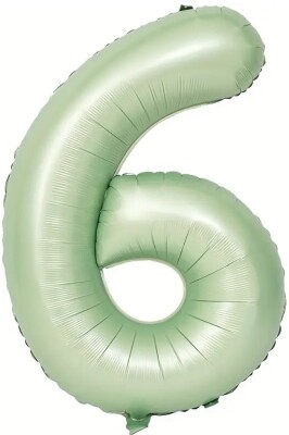 Beysüs Soft Yeşil Retro 6 Rakam Folyo Balon 100 cm - 1