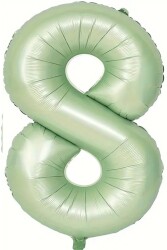 Beysüs Soft Yeşil Retro 8 Rakam Folyo Balon 100 cm - Beysüs