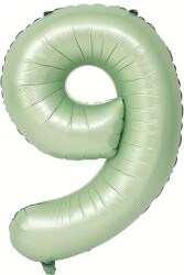 Beysüs Soft Yeşil Retro 9 Rakam Folyo Balon 100 cm - Beysüs