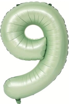 Beysüs Soft Yeşil Retro 9 Rakam Folyo Balon 100 cm - 1