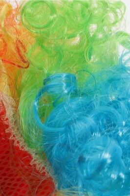 Beysüs Unisex Renkli Palyaço Peruk Saç Bonus Ve Burun Seti - 6