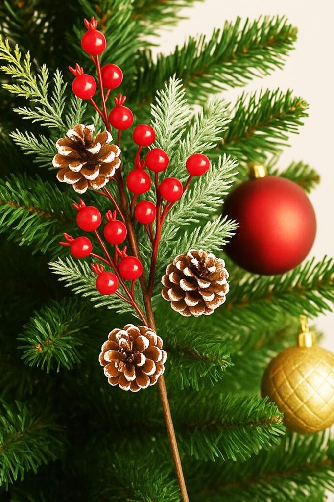 Beysüs Yılbaşı Ağaç Süsü 60 cm Kozalaklı Kokina Dalı - 3