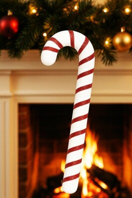 Beysüs Yılbaşı Ağaç Süsü Baston Şeker Çubuğu 30 cm Kırmızı Beyaz - 3