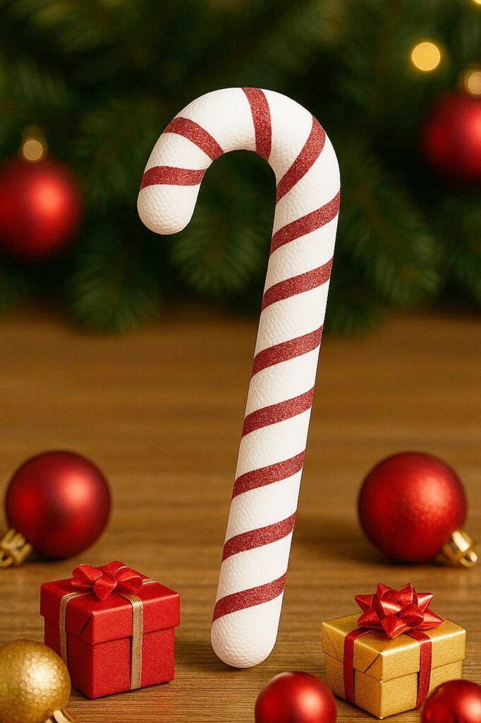 Beysüs Yılbaşı Ağaç Süsü Baston Şeker Çubuğu 30 cm Kırmızı Beyaz - Beysüs