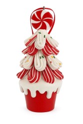 Beysüs Yılbaşı Ağaç Süsü Şeker Desenli Kırmızı Saksılı Ağaç 16 cm - 3