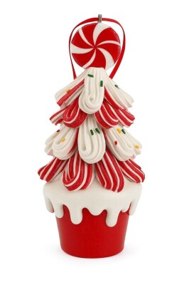 Beysüs Yılbaşı Ağaç Süsü Şeker Desenli Kırmızı Saksılı Ağaç 16 cm - 3
