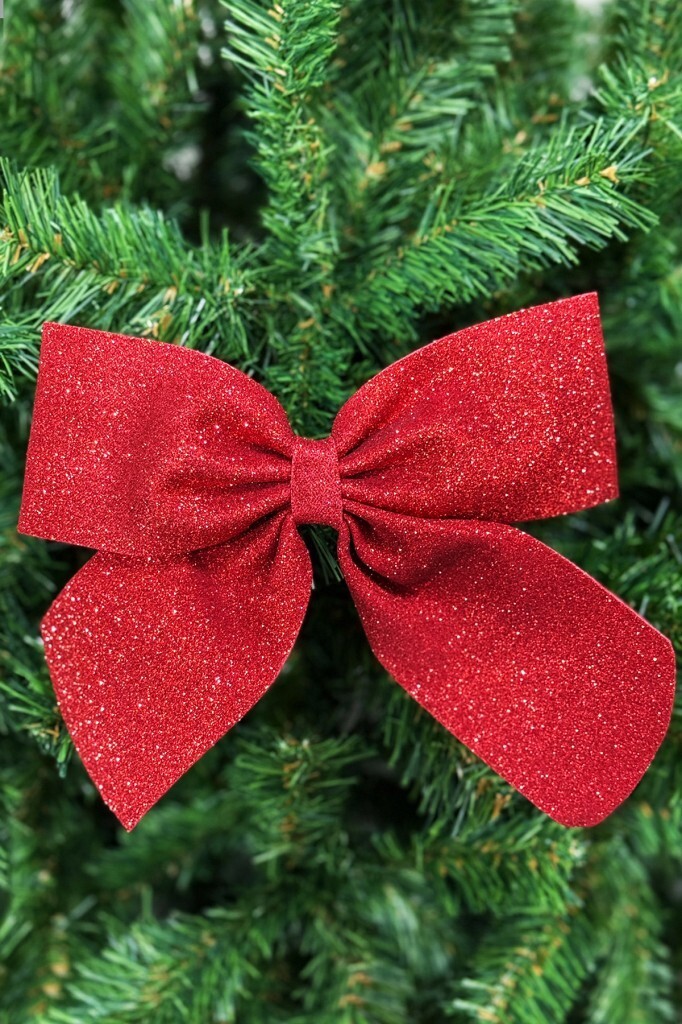 Beysüs Yılbaşı Ağacı Fiyonk Kırmızı Simli Eva Kapı ve Cam Süsleme - 4