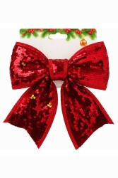 Beysüs Yılbaşı Ağacı Süsü 26 Cm Pul Payetli Kırmızı Fiyonk - Beysüs