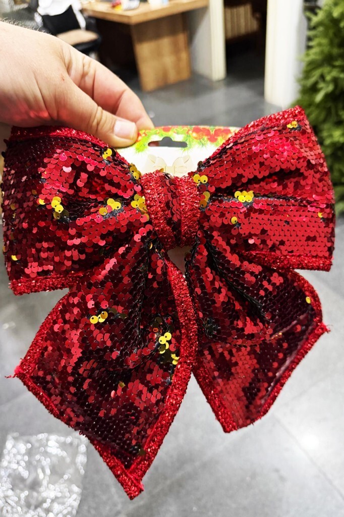 Beysüs Yılbaşı Ağacı Süsü 30 Cm Pul Payetli Kırmızı Fiyonk - 5