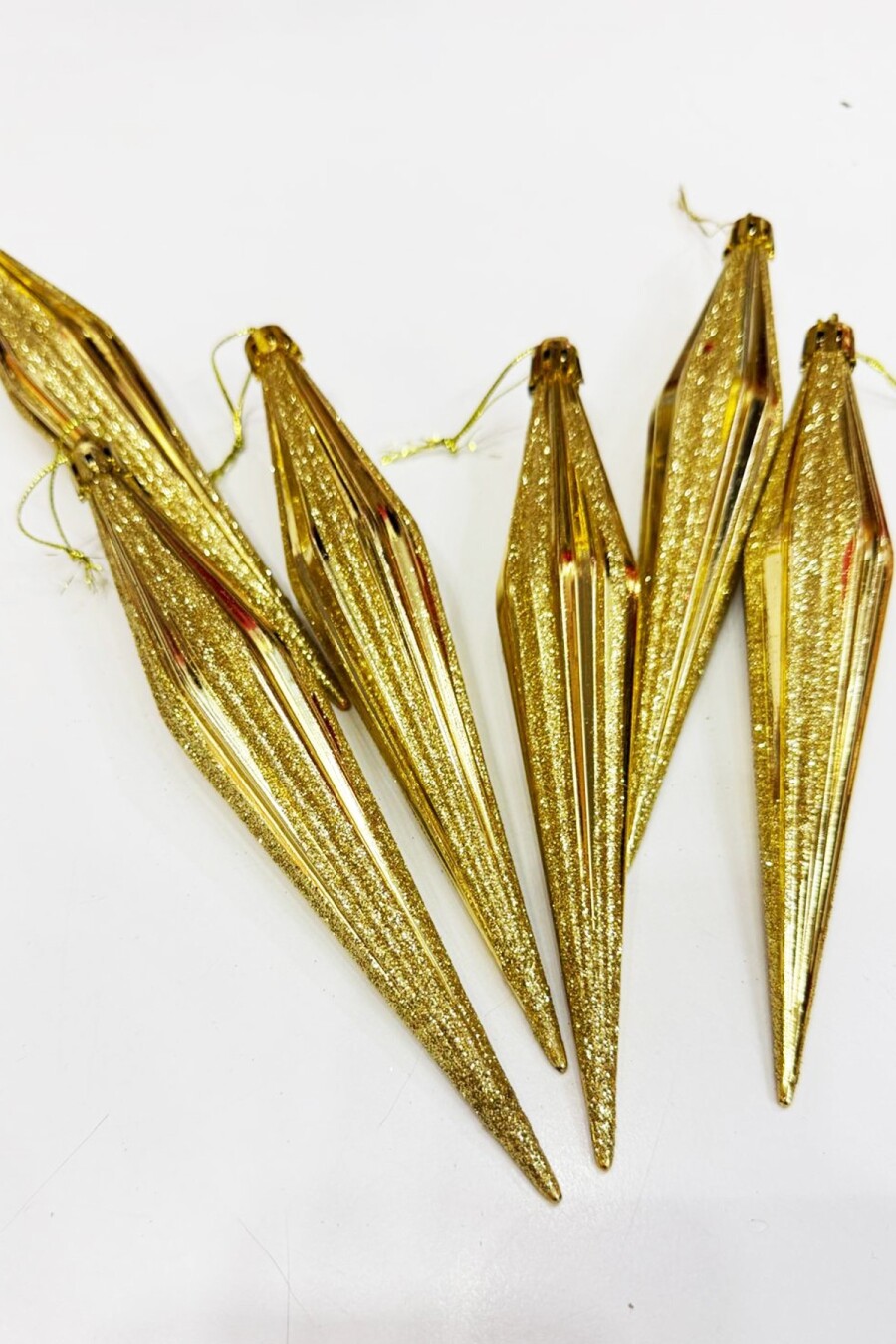 Beysüs Yılbaşı Ağacı Süsü Altın Uzun Damla Şekilli 6'lı Set - 3