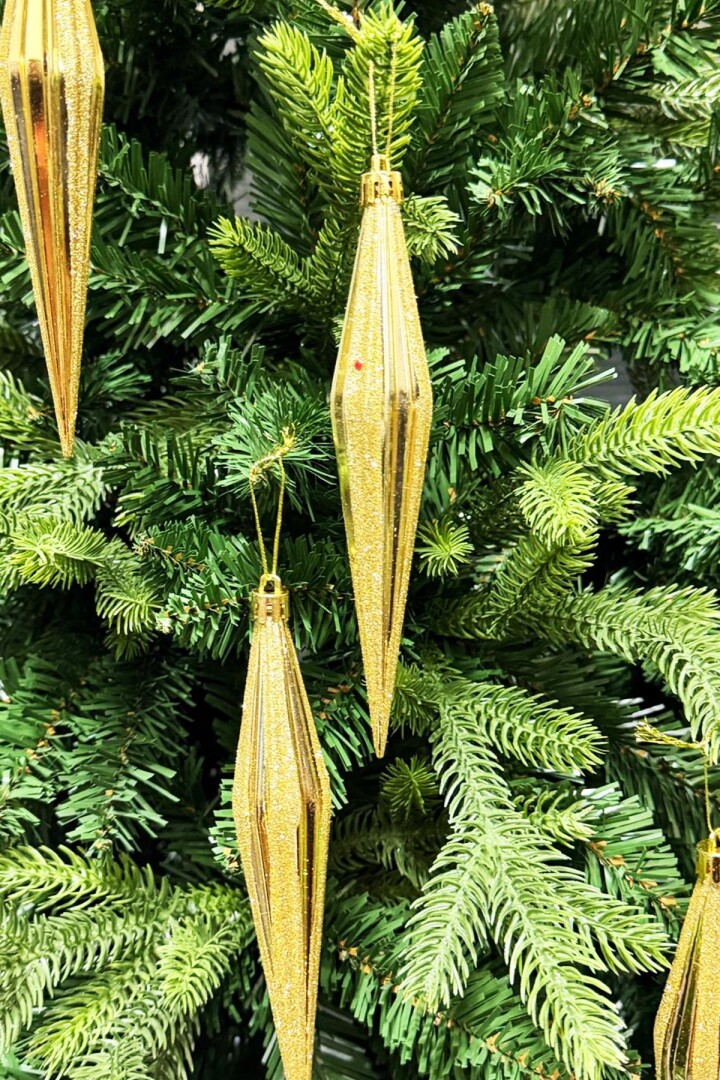 Beysüs Yılbaşı Ağacı Süsü Altın Uzun Damla Şekilli 6'lı Set - 4