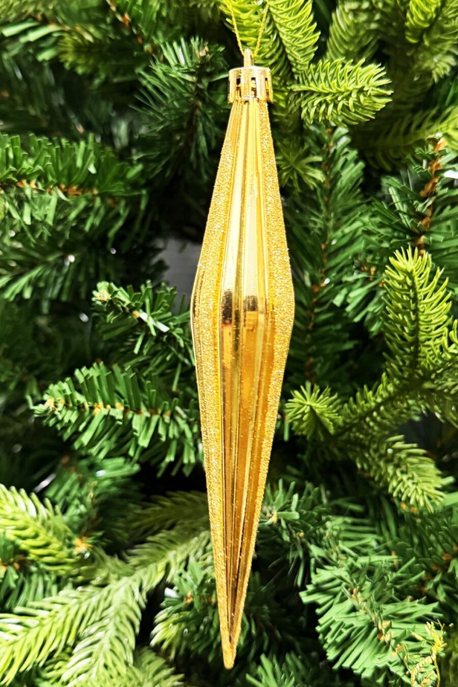 Beysüs Yılbaşı Ağacı Süsü Altın Uzun Damla Şekilli 6'lı Set - 5