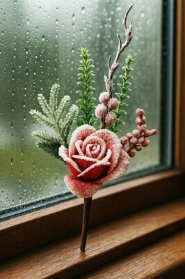 Beysüs Yılbaşı Ağacı Süsü Karlı Gül Kokina Dalı 30 cm - 2