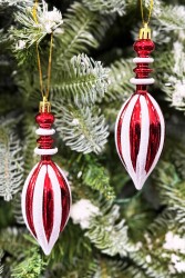 Beysüs Yılbaşı Ağacı Süsü Kırmızı Beyaz Elegant Damla 15 cm 2’li - 2