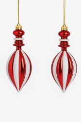 Beysüs Yılbaşı Ağacı Süsü Kırmızı Beyaz Elegant Damla 15 cm 2’li - 4