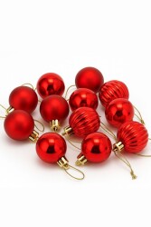 Beysüs Yılbaşı Ağacı Süsü Kırmızı Cici Top 3 cm 12’li - 3