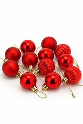 Beysüs Yılbaşı Ağacı Süsü Kırmızı Cici Top 3 cm 12’li - 3