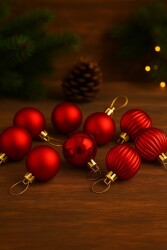 Beysüs Yılbaşı Ağacı Süsü Kırmızı Cici Top 3 cm 12’li - 4