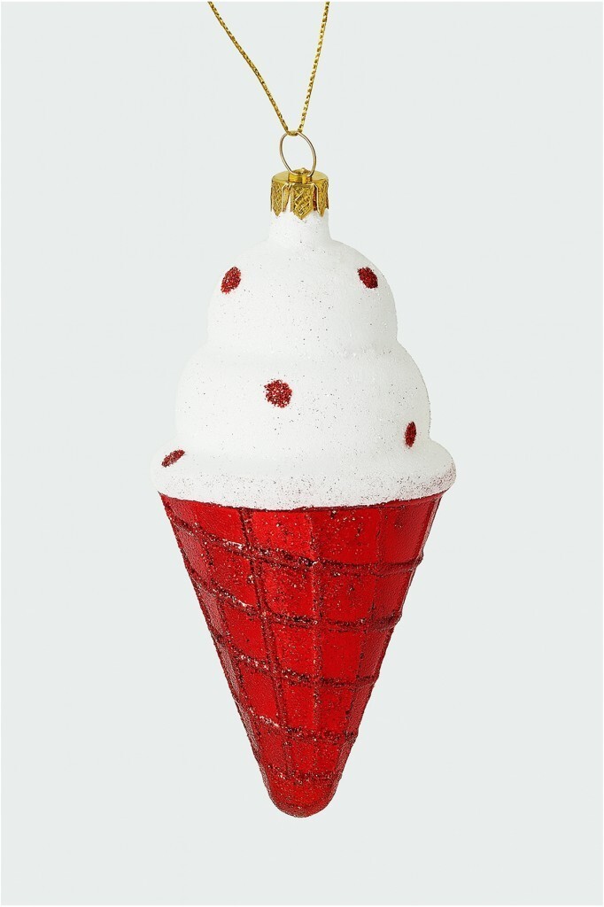 Beysüs Yılbaşı Ağacı Süsü Kırmızı Dondurma Külah 3'lü - 5