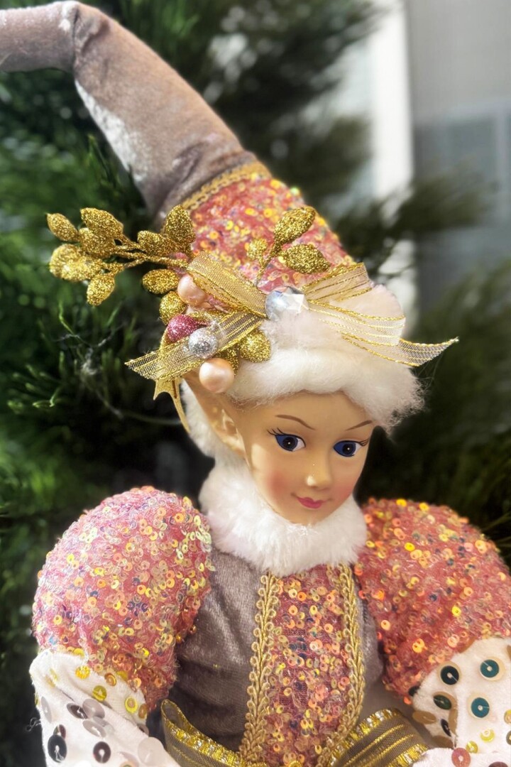 Beysüs Yılbaşı Ağacı Süsü Lüks Oturan Elf Figürü Kukuletalı – Premium Koleksiyon - 2