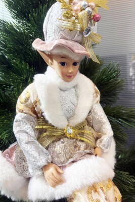 Beysüs Yılbaşı Ağacı Süsü Lüks Oturan Elf Figürü Şapkalı – Premium Koleksiyon - 1