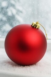 Beysüs Yılbaşı Ağacı Süsü Mat Kırmızı Cici Top 20 cm - 2