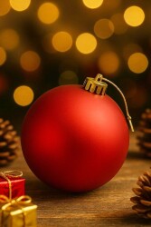 Beysüs Yılbaşı Ağacı Süsü Mat Kırmızı Cici Top 20 cm - Beysüs