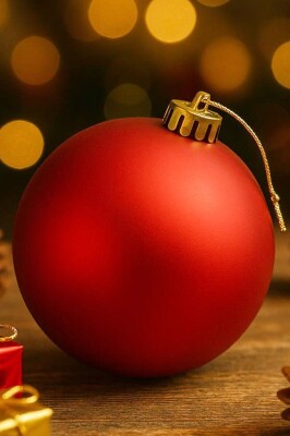 Beysüs Yılbaşı Ağacı Süsü Mat Kırmızı Cici Top 25 cm - 3