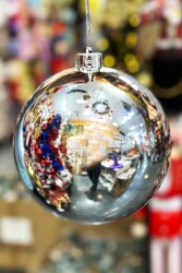 Beysüs Yılbaşı Ağacı Süsü Parlak Gümüş Cici Top 20 cm - 3