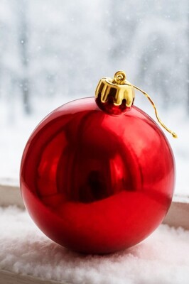 Beysüs Yılbaşı Ağacı Süsü Parlak Kırmızı Cici Top 20 cm - 1