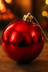 Beysüs Yılbaşı Ağacı Süsü Parlak Kırmızı Cici Top 25 cm - 3