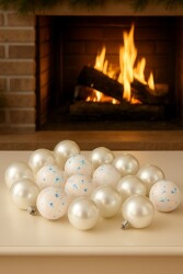 Beysüs Yılbaşı Ağacı Süsü Parlak ve Dokulu Beyaz Cici Top 6 cm 16’lı - 3