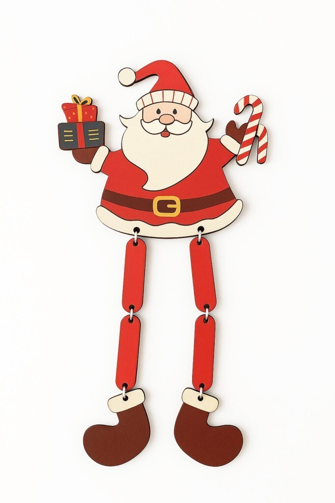 Beysüs Yılbaşı Ağacı Süsü Sallanan Bacaklı Ahşap NOEL BABA 27 cm - 2